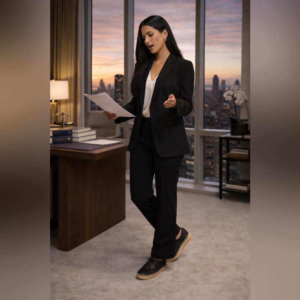 CHANEL Black Quilted Lace-Up Espadrille Sneakers Size 38 Designer Luxury - Picture 8 of 15